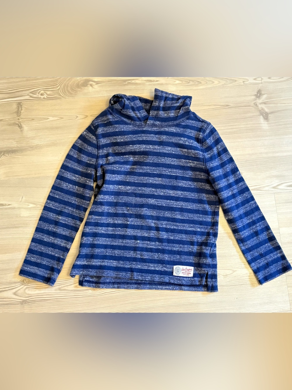 GAP Blue Striped Hooded Long-Sleeve Shirt